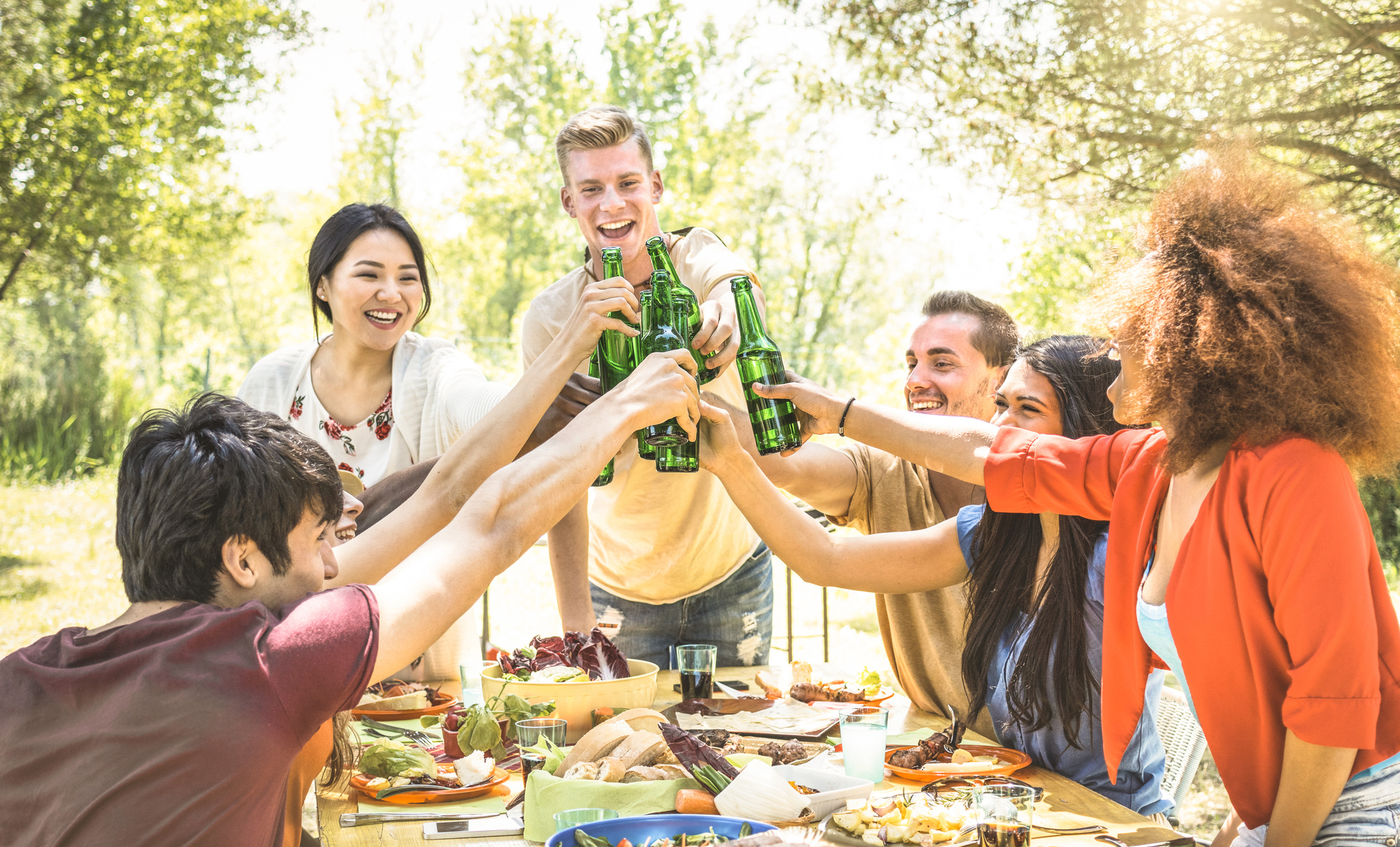 Friends Toasting at Barbecue Garden Party